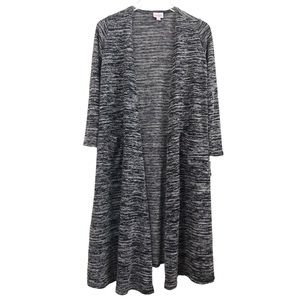 LuLaRoe | NET Marled Black Gray Sarah Open Front Duster Cardigan XS